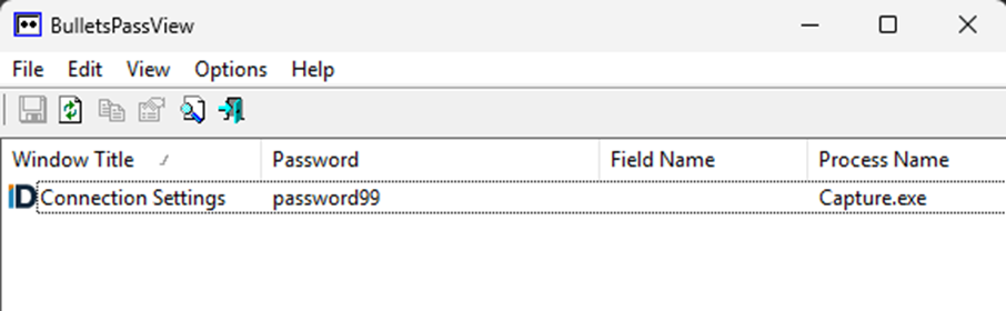 Extracting the database password with BulletsPassView