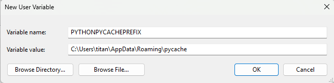 Setting the PYTHONPYCACHEPREFIX env var