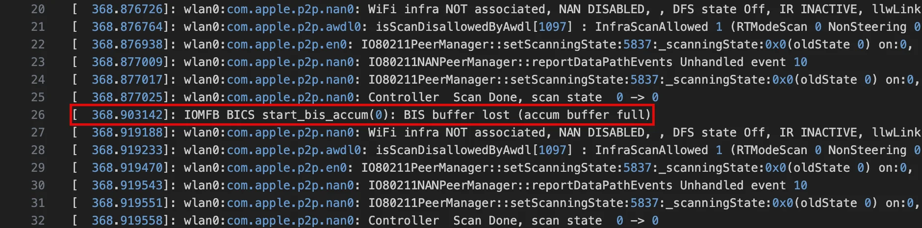 Image of relevant panic excerpt with buffer warnings