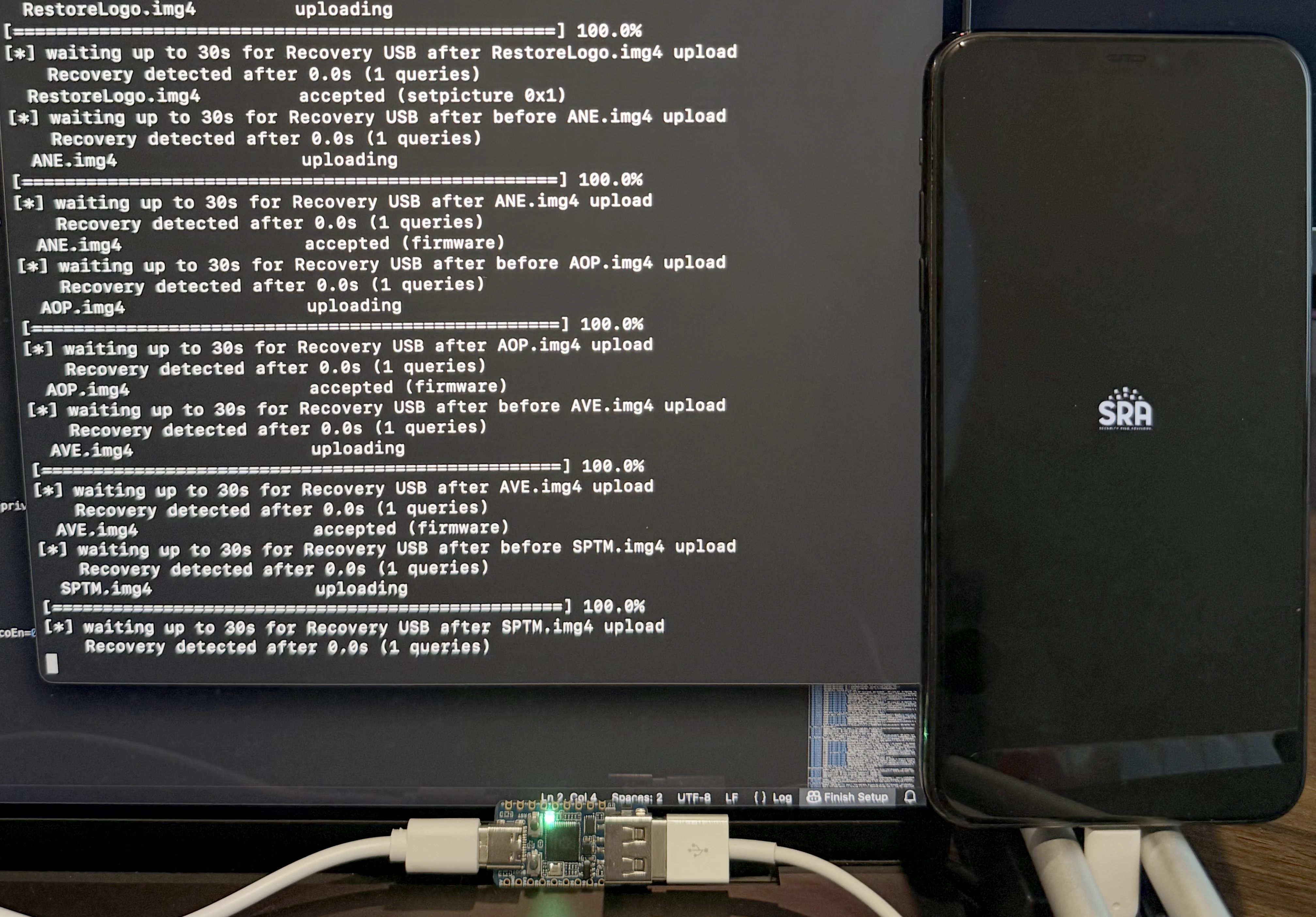 Phone booting with SRA logo and RP2350